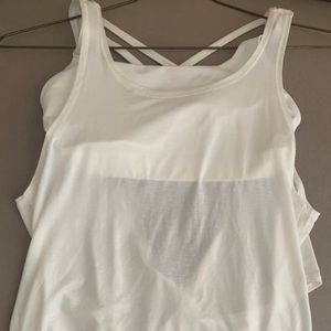 Lulu lemon white tank top with attached padded bra